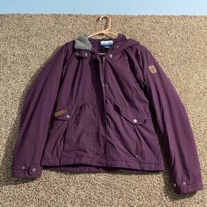 Columbia Jacket Womens Small‎ Purple Hooded Full Zip Outdoors Parka Fleece Lined